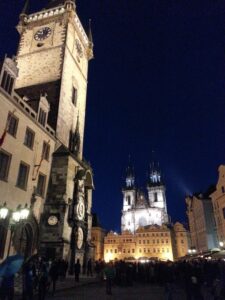 Praga Rynek Zegar praski nocą