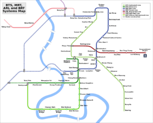 Mapa metra i BTS w Bangkoku