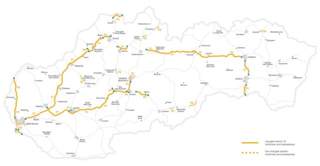 Winiety w Słowacji 2018 - mapa dróg płatnych